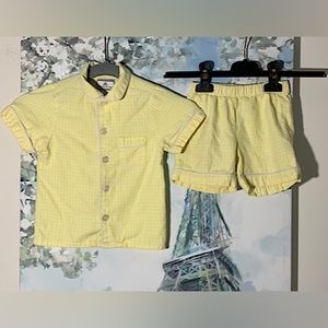 Children's Yellow Gingham Short Set - Brand: Unbranded